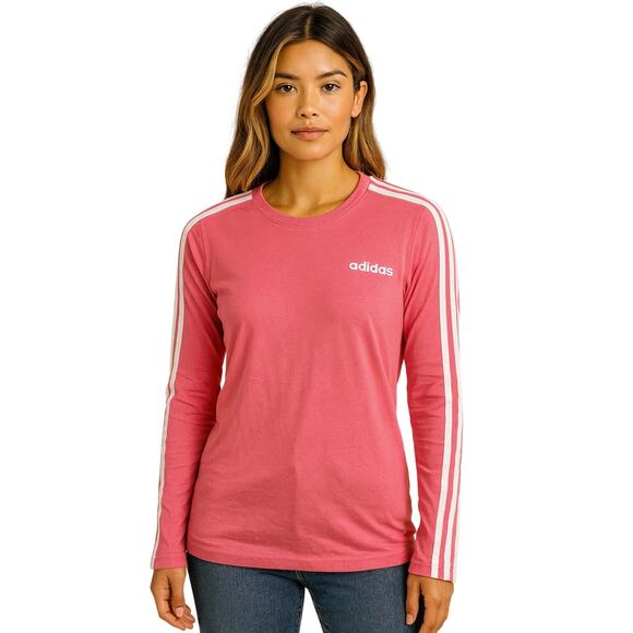 adidas Tops - Adidas Long Sleeve Tri-Stripe Shirt in Pink – EUC Size Small